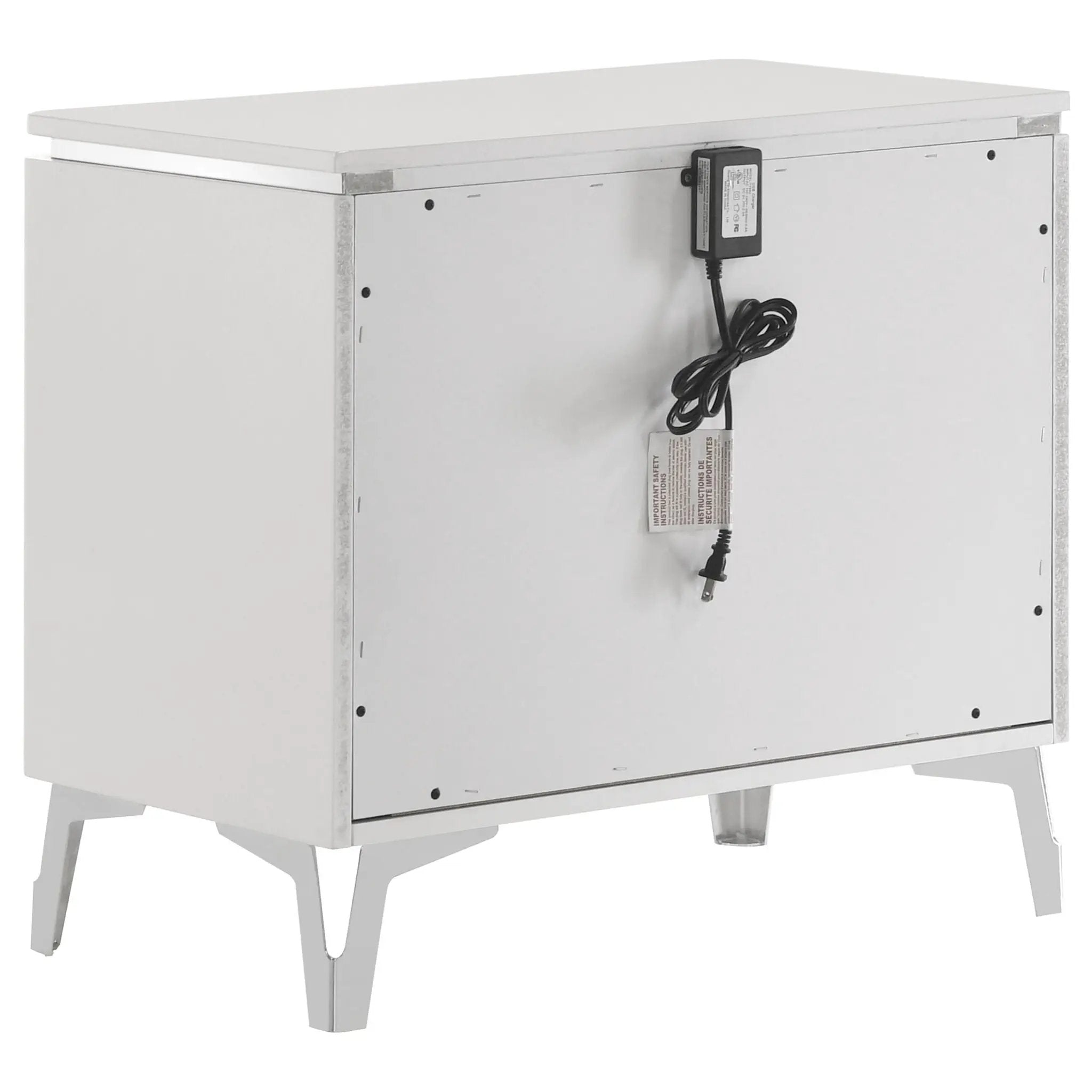 Cassia 2-drawer Nightstand Bedside Table White High Gloss by Unique Piece Furniture