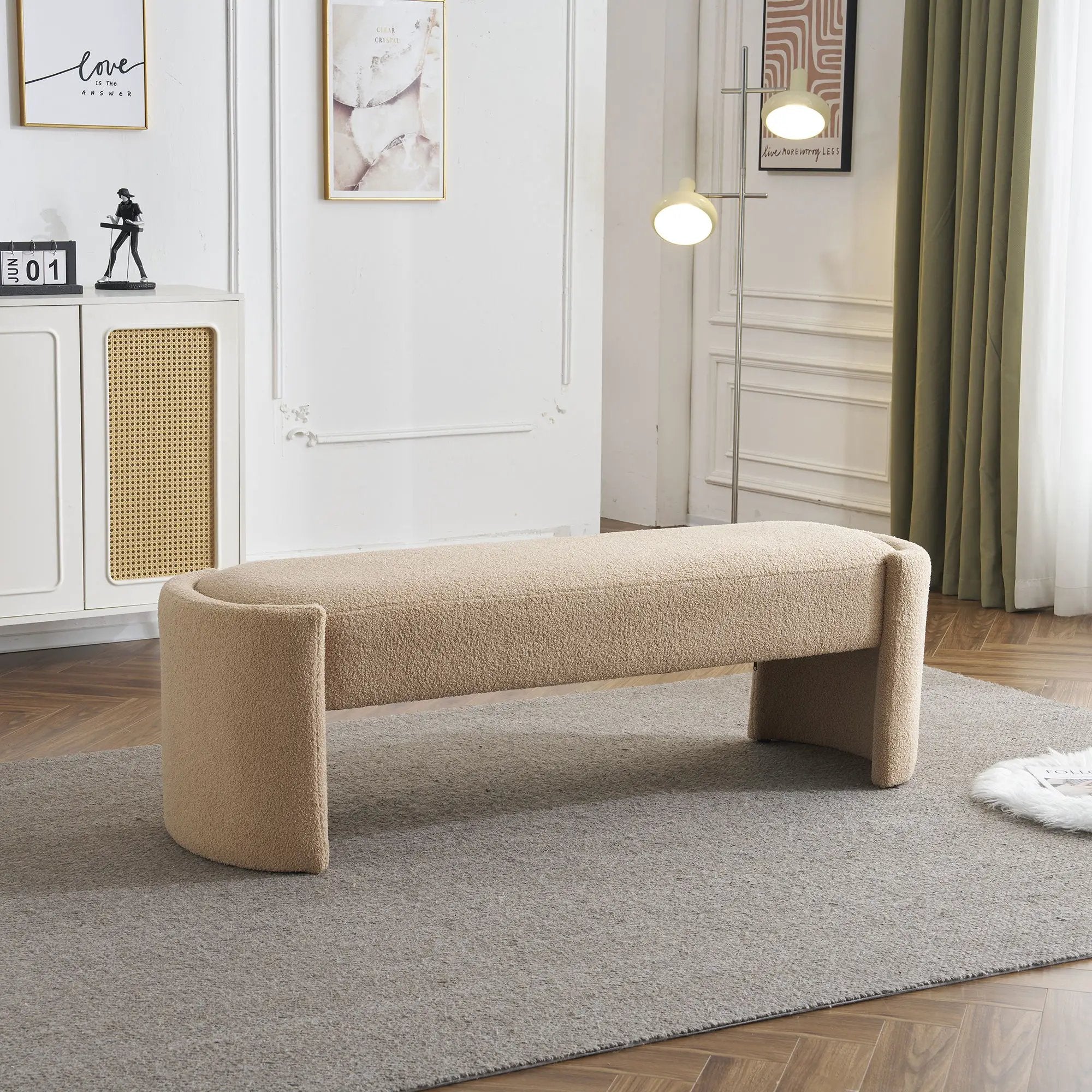 Simple Long Ottoman Bench - Light Camel by HouseOfZazla
