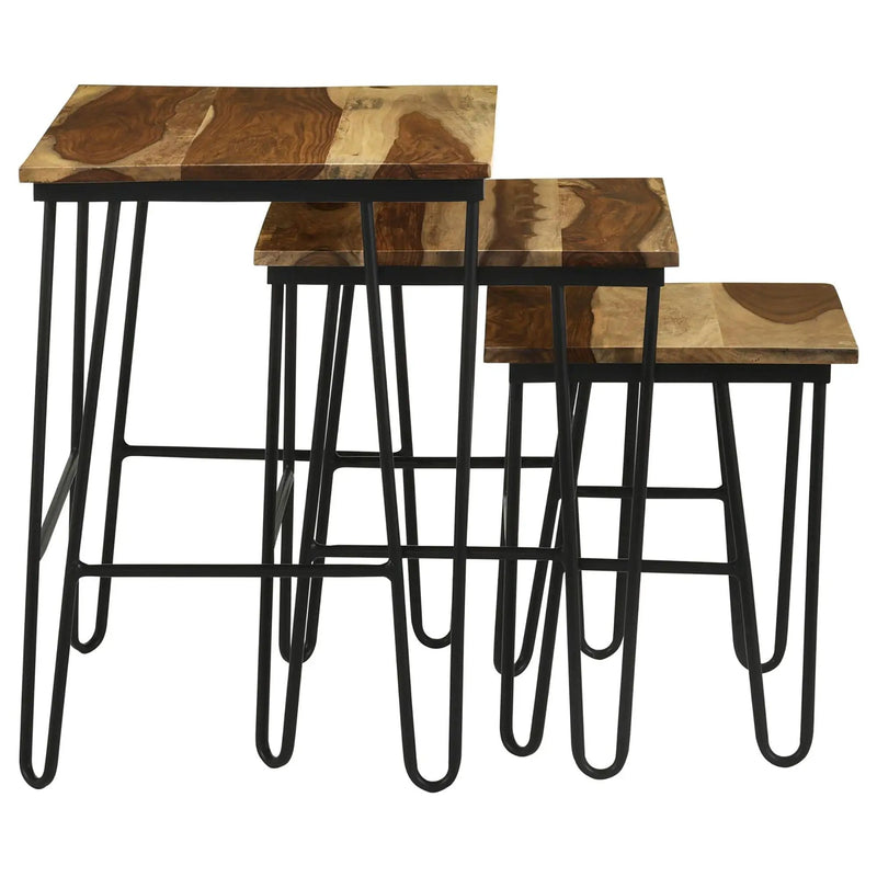 3 Piece Nesting Table With Hairpin Legs - Brown by HouseOfZazla