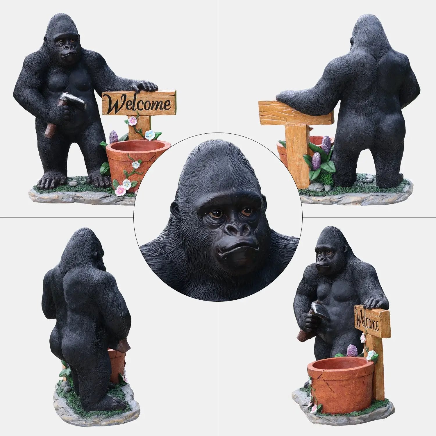 Outdoor Garden Sculpture Chimpanzees Flower Pot Planter by HouseOfZazla