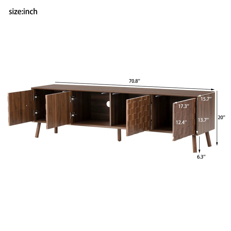 TV Stand With Soft Closing Hinges And Cable Management - Walnut by Unique Piece Furniture