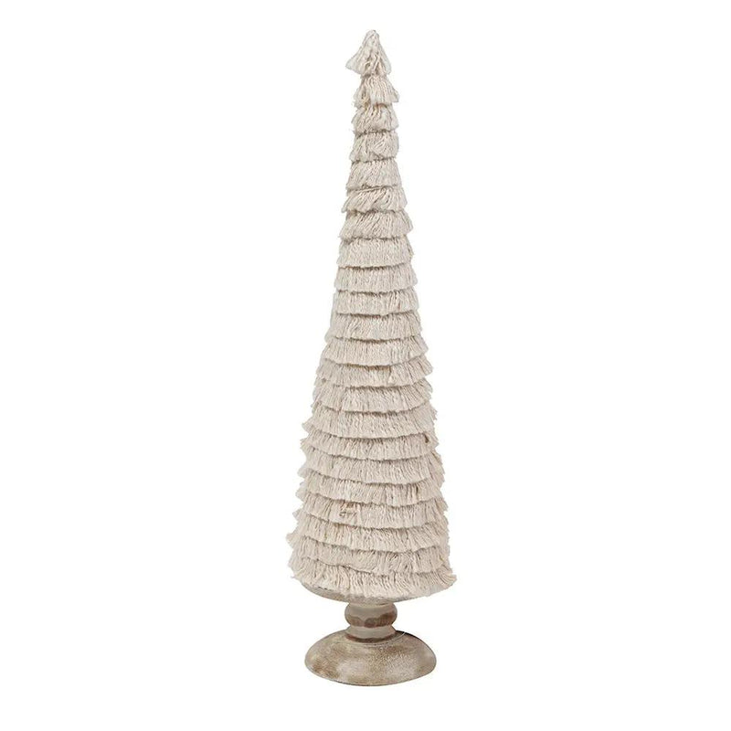 D5.1x21.7" Fringes Embellished Cone With Wooden Base by HouseOfZazla