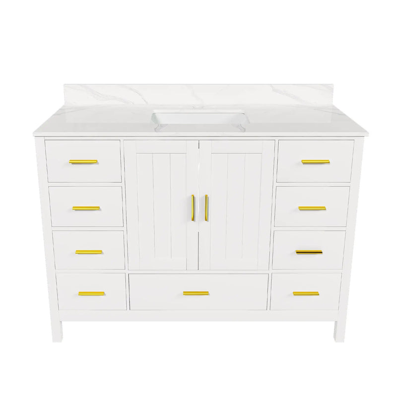48" Modern Solid Wood Bathroom Vanity with Sink, 49" Carrara by HouseOfZazla