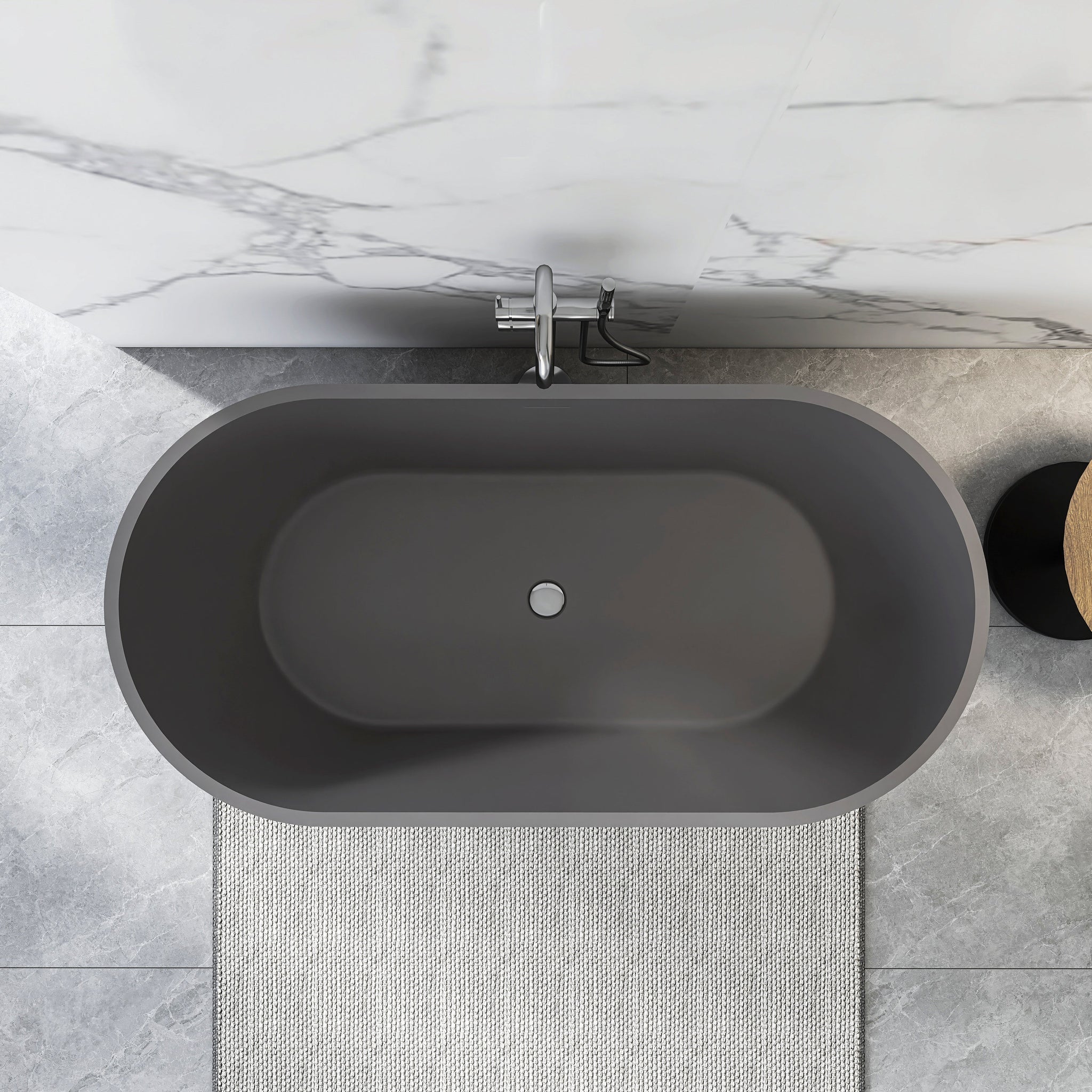 63 Inch Solid Surface Oval Shape Freestanding Bathtub by HouseOfZazla