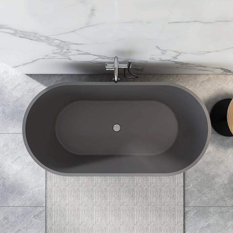 63 Inch Solid Surface Oval Shape Freestanding Bathtub by HouseOfZazla
