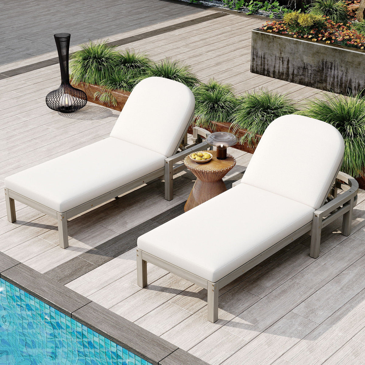 Outdoor Chaise Lounge With 5 Position Adjustable Backrest (Set of 2), photo 12 of 13