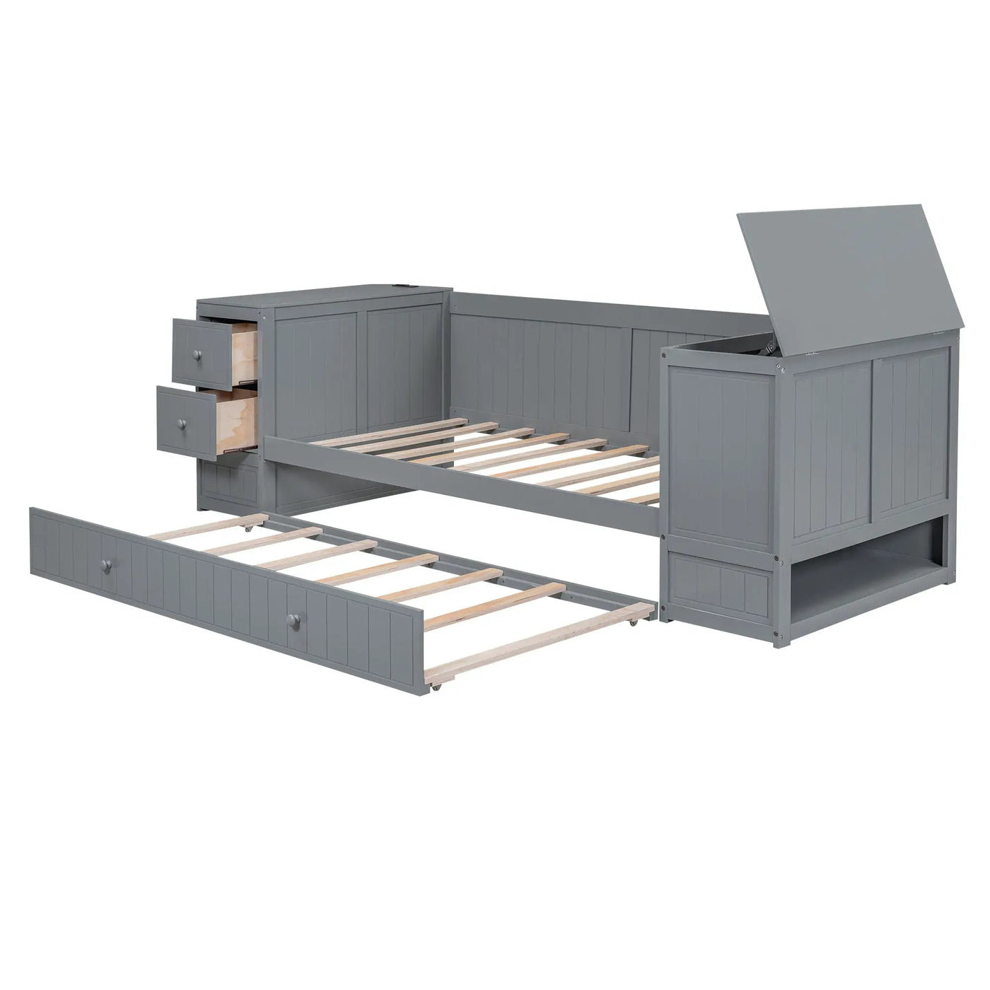Daybed With Storage Arms, Trundle And Charging Station by HouseOfZazla