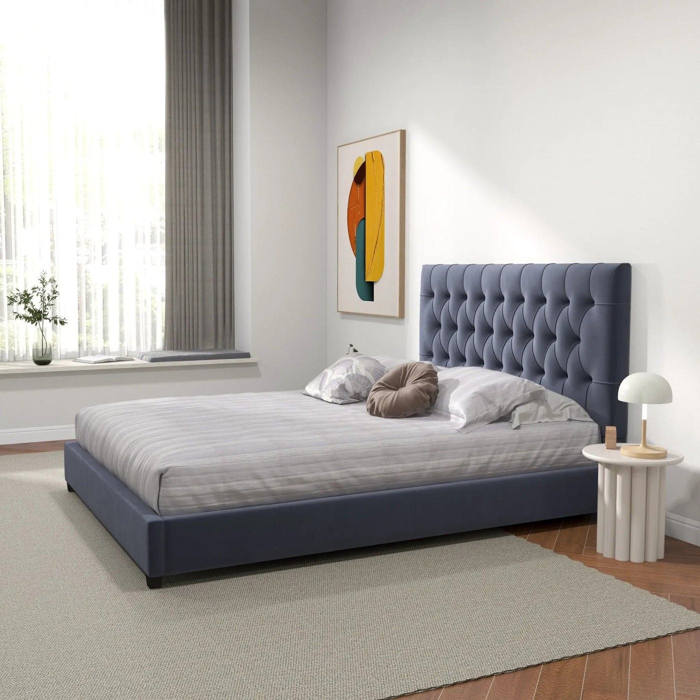 Donald - Mid-Century Modern Upholstered Platform Bed by HouseOfZazla