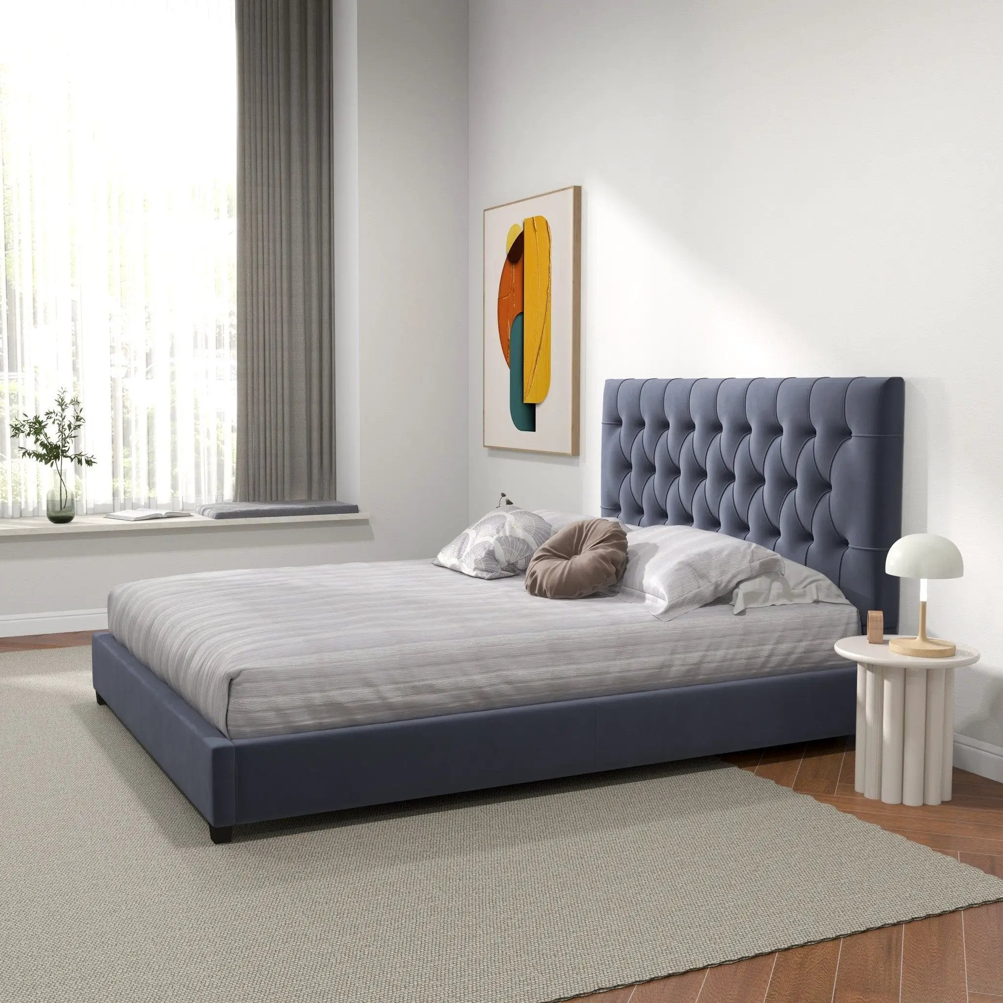 Donald - Mid-Century Modern Upholstered Platform Bed by HouseOfZazla