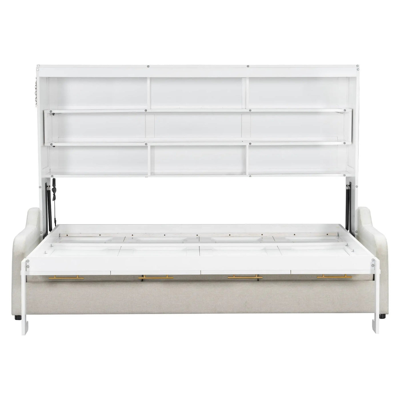 Murphy Cabinet Bed With Folding Sofa, Built In Storage Shelves And LED Light by HouseOfZazla
