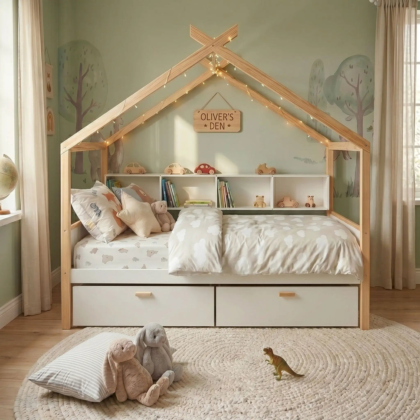 House Bed With Bookshelf Storage by HouseOfZazla