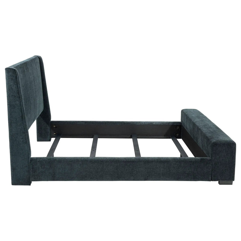 Preston Upholstered Queen Audio Flame Visualizer Bed Dark Blue by Unique Piece Furniture