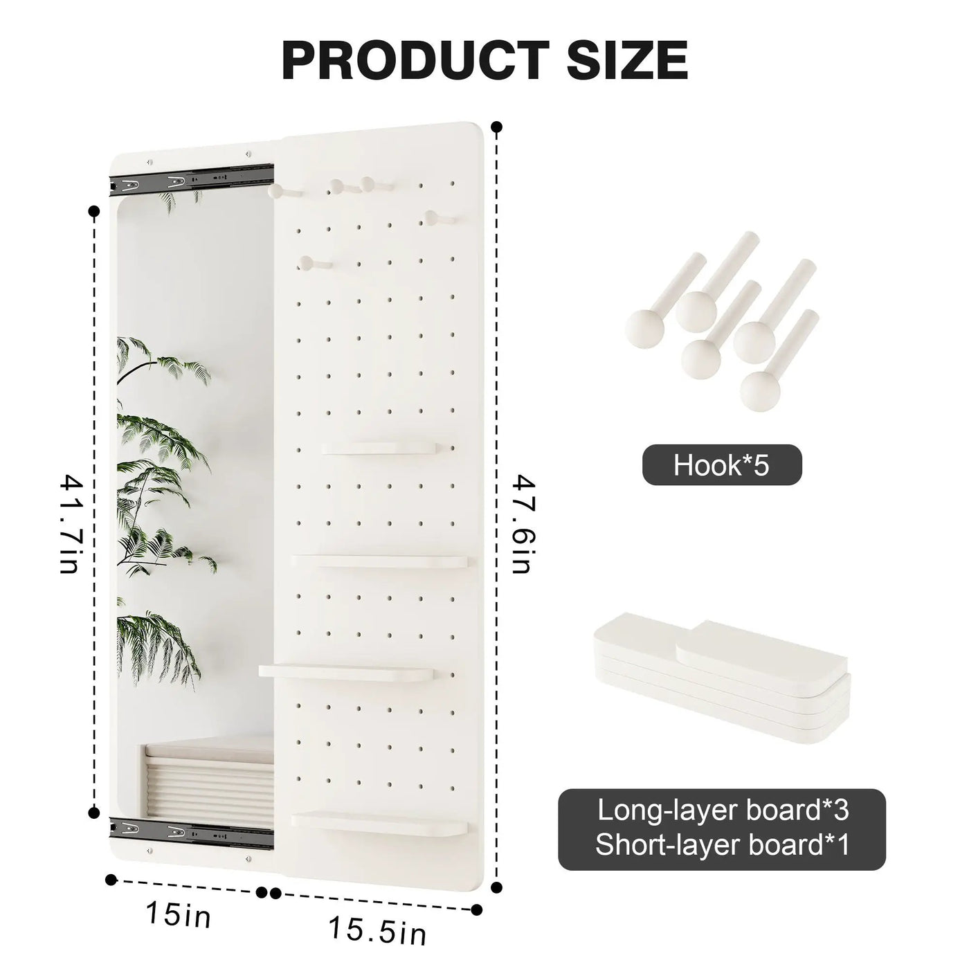 Wall Mounted Full Length Mirror With Shelf And Hook by HouseOfZazla