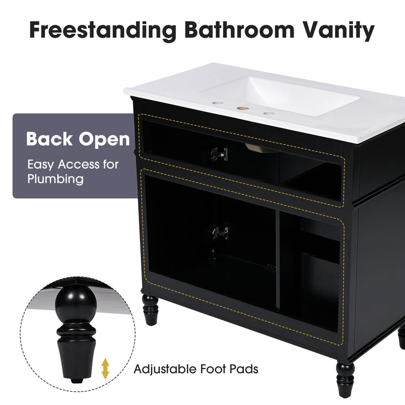 Bathroom Vanity With Sink, Freestanding Cabinet & Drawers by HouseOfZazla