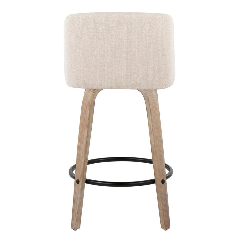 Toriano - Contemporary Fixed-Height Counter Stool & Swivel With Round Footrest (Set of 2) by HouseOfZazla