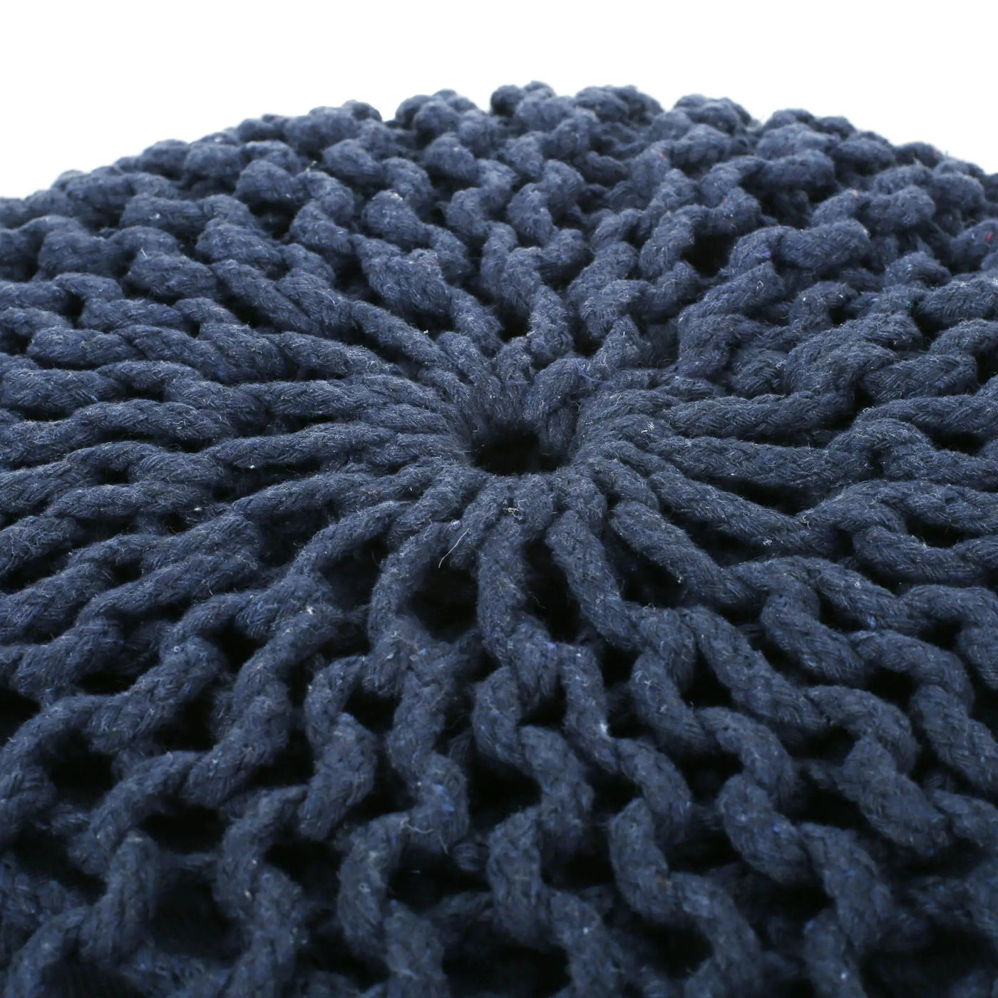 Bordeaux Knitted Cotton Round Pouf Ottoman Floor Cushion by HouseOfZazla