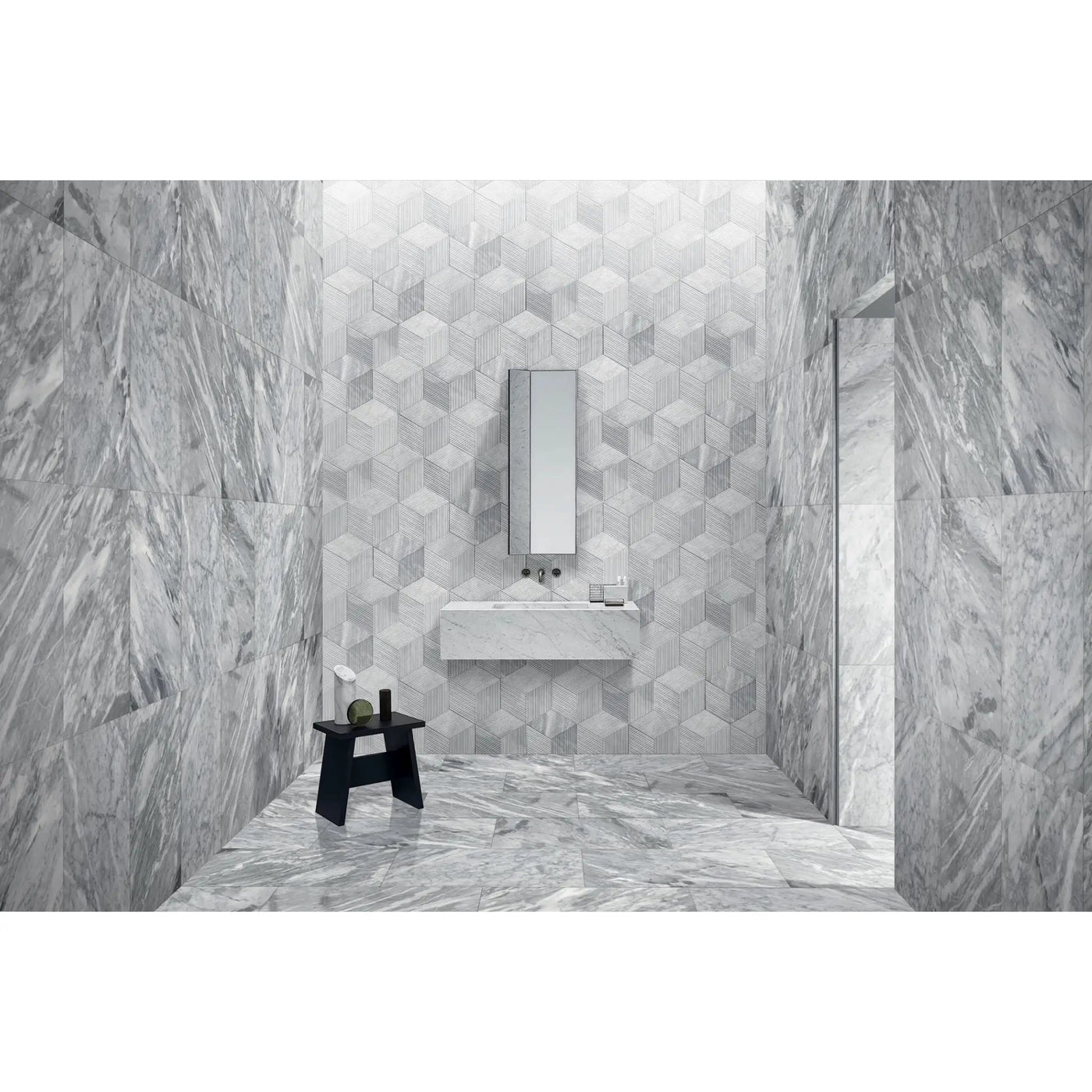 Hexagon Natural Stone Marble Tile, 3D Fluted (Set of 12) by HouseOfZazla