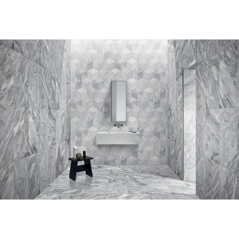 Hexagon Natural Stone Marble Tile, 3D Fluted (Set of 12) by HouseOfZazla