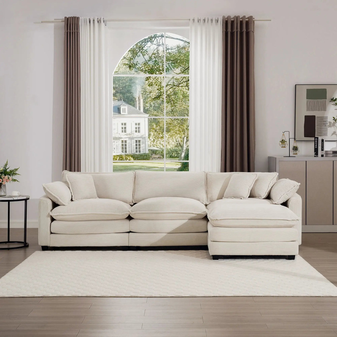Modern Oversized Modular Cushion Sofa With Ottoman, Low Back, Deep Seating Sofa Set by Unique Piece Furniture