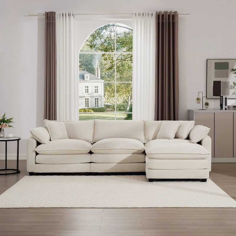 Modern Oversized Modular Cushion Sofa With Ottoman, Low Back, Deep Seating Sofa Set by Unique Piece Furniture