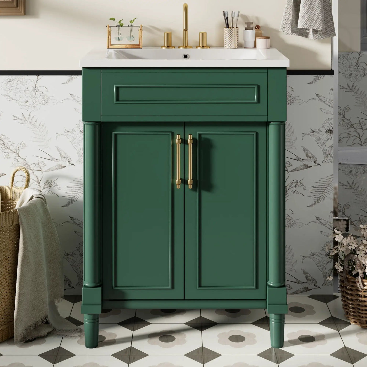 Bathroom Vanity With Integrated Sink and 2 Door Cabinet by HouseOfZazla
