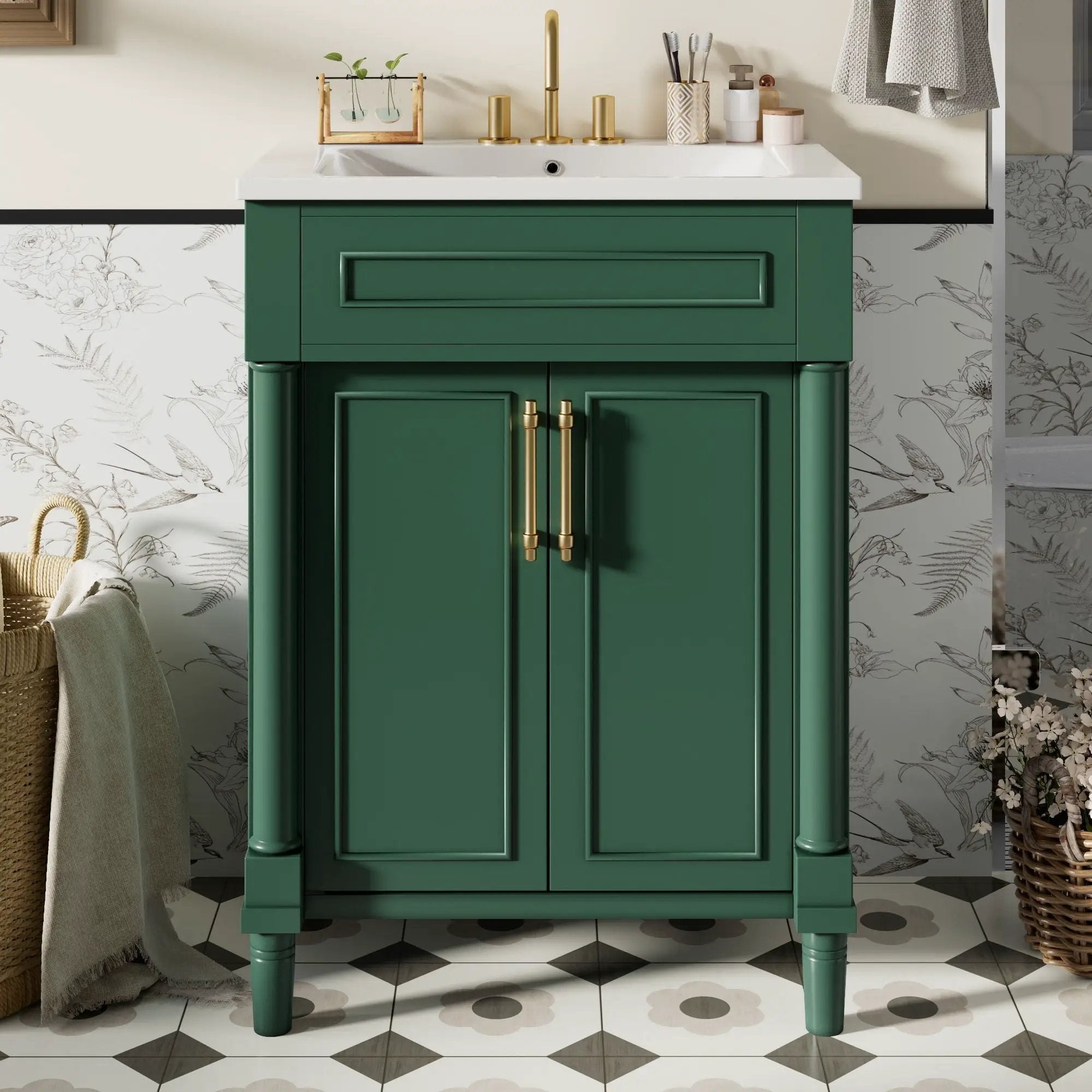 Bathroom Vanity With Integrated Sink and 2 Door Cabinet by HouseOfZazla