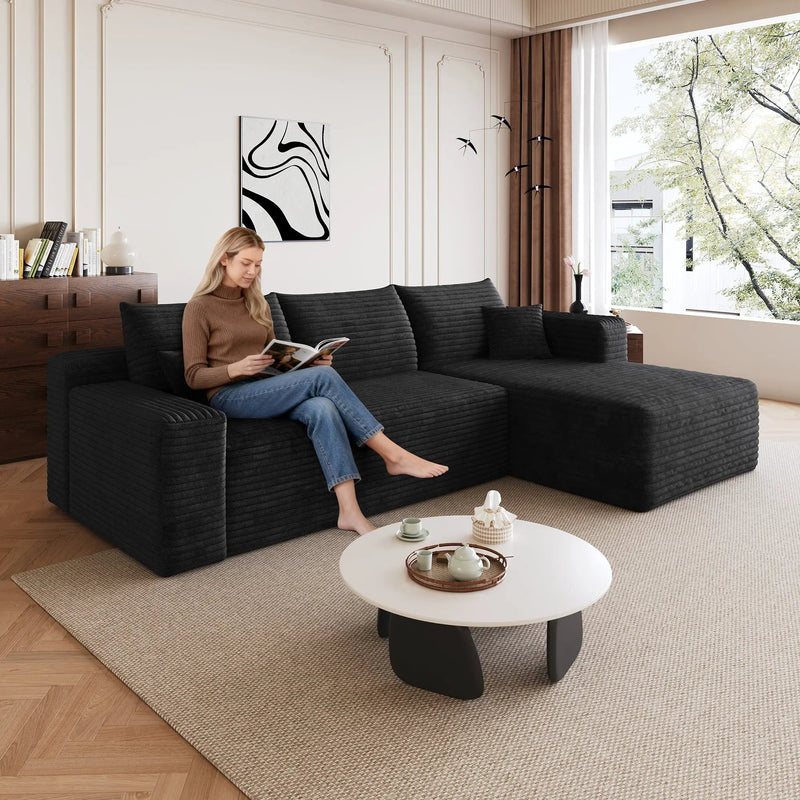 95" Cloud Sectional Sofa, Modern Minimalist Upholstered Couch by HouseOfZazla