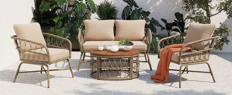 Bohemia-Inspired 4-Person Outdoor Seating Group With Removable Cushions by HouseOfZazla