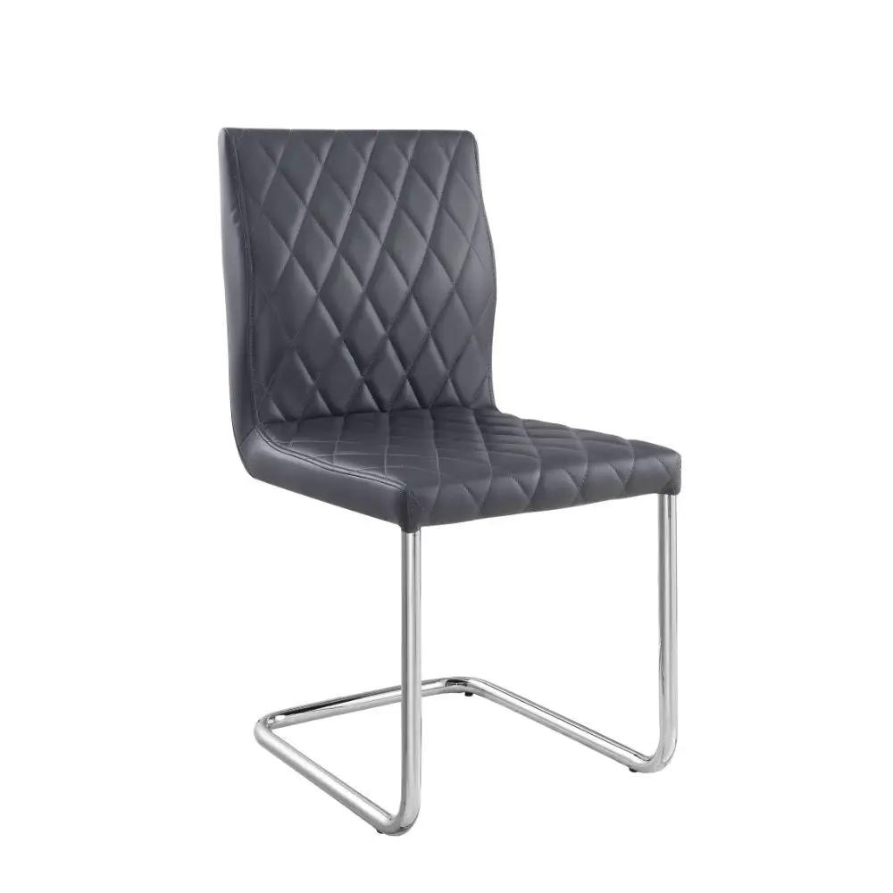 Ansonia - Side Chair (Set of 2) - Gray Synthetic Leather & Chrome by Unique Piece Furniture