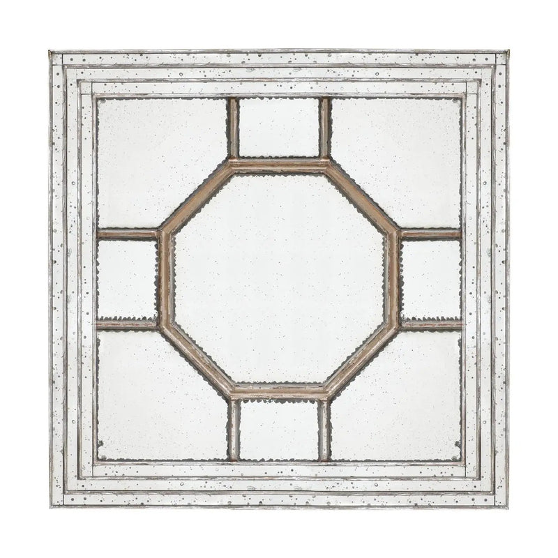Antique Style Decorative Square Wall Mirror With Mirrored Frame, Wall Decor For Living Room Entryway, Console Lean Against Wall - Silver by Unique Piece Furniture