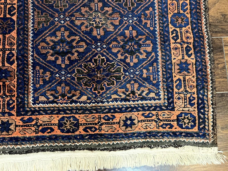 Small Antique Persian Rug 2.7 x 4.7, Handmade Wool Rug, Navy Blue, Balouch Rug, Tribal Rug by Jewel Rugs