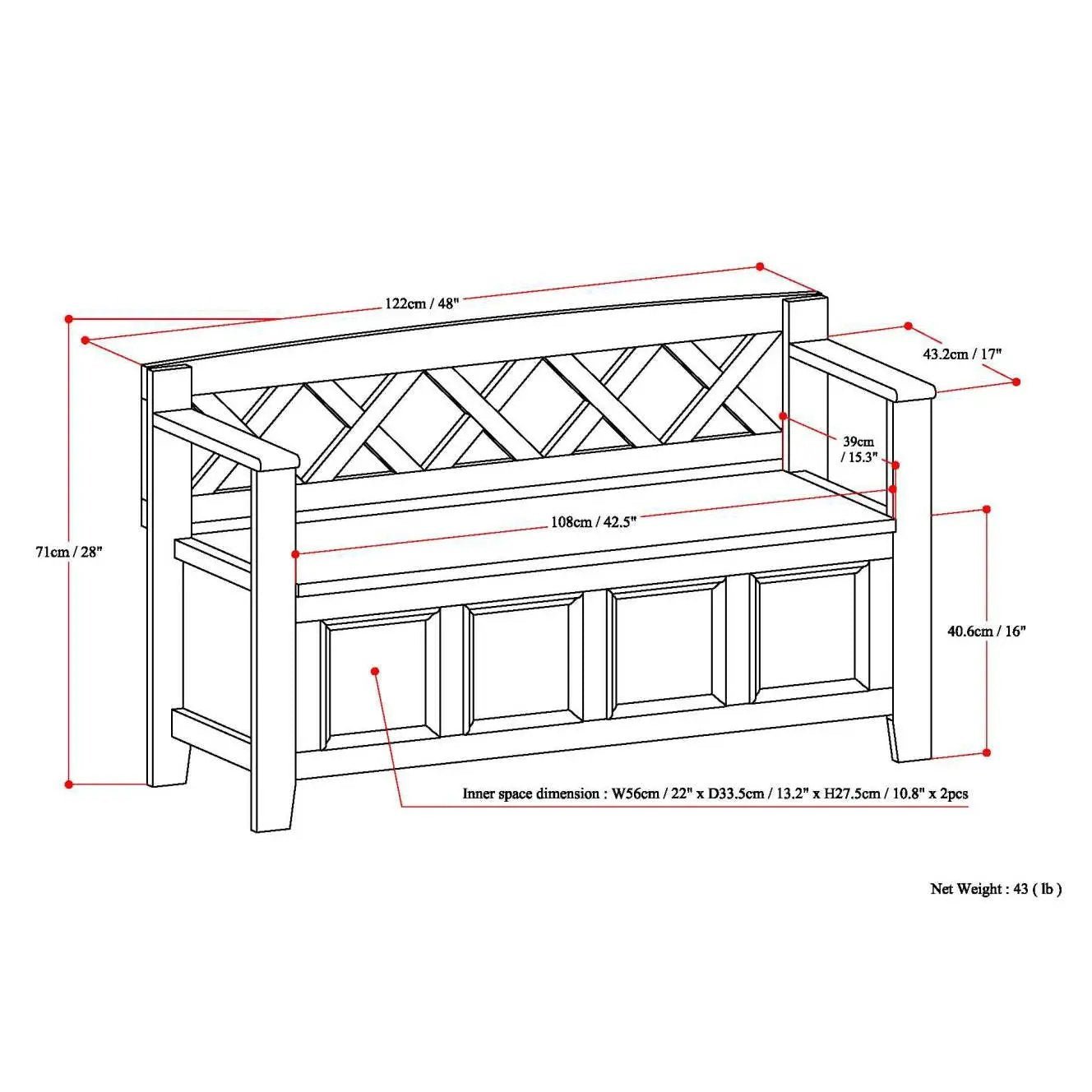 Amherst - Compact Entryway Storage Bench by HouseOfZazla