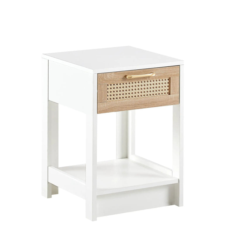 15.75" Rattan End Table With Drawer, Modern Nightstand, Side Table For Living Room, Bedroom by HouseOfZazla