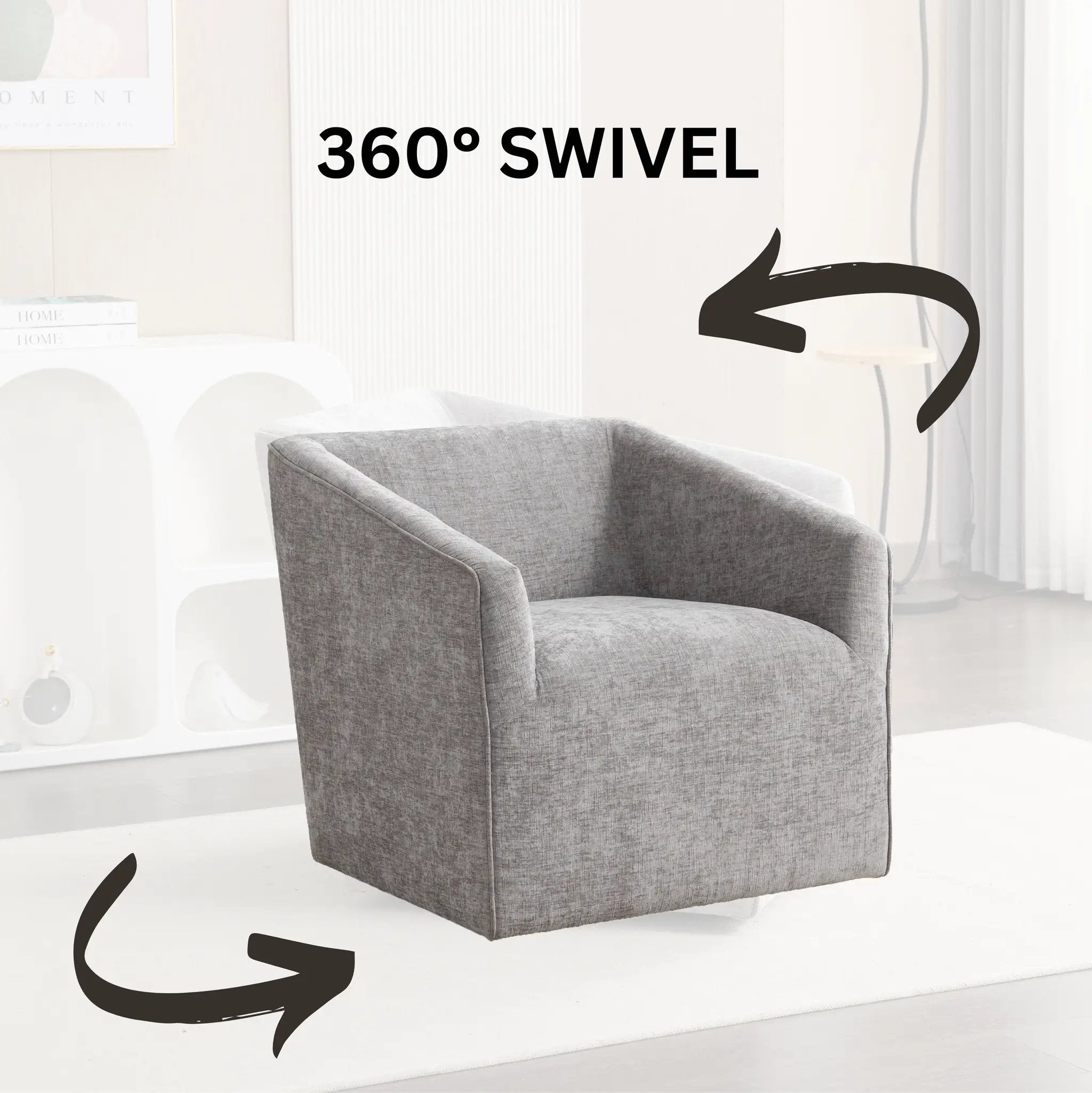 Nice Modern Upholstered Barrel Armchair, 360° Swivel by HouseOfZazla