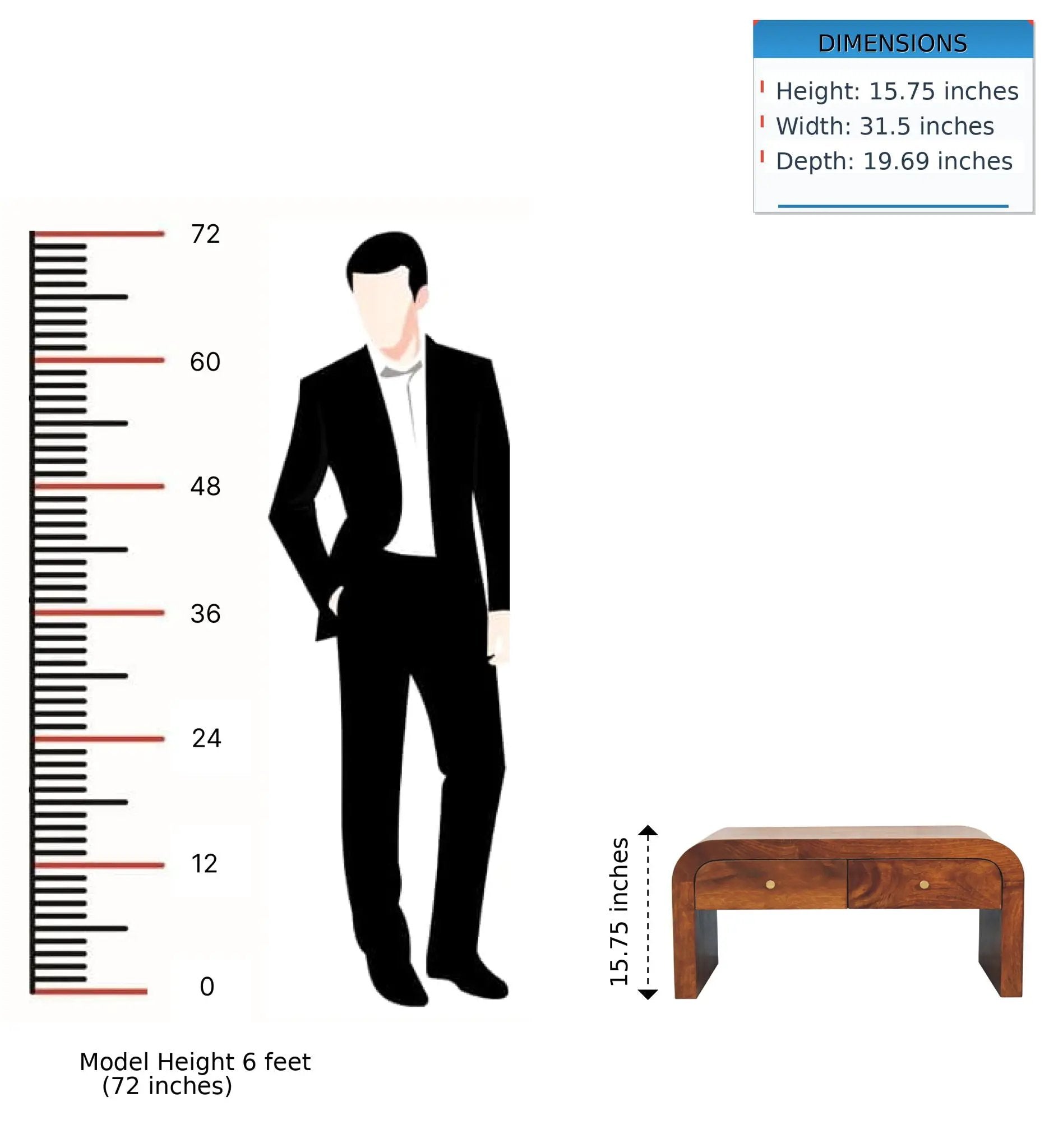 Darcy - Coffee Table, 2 Drawer - Chestnut by HouseOfZazla