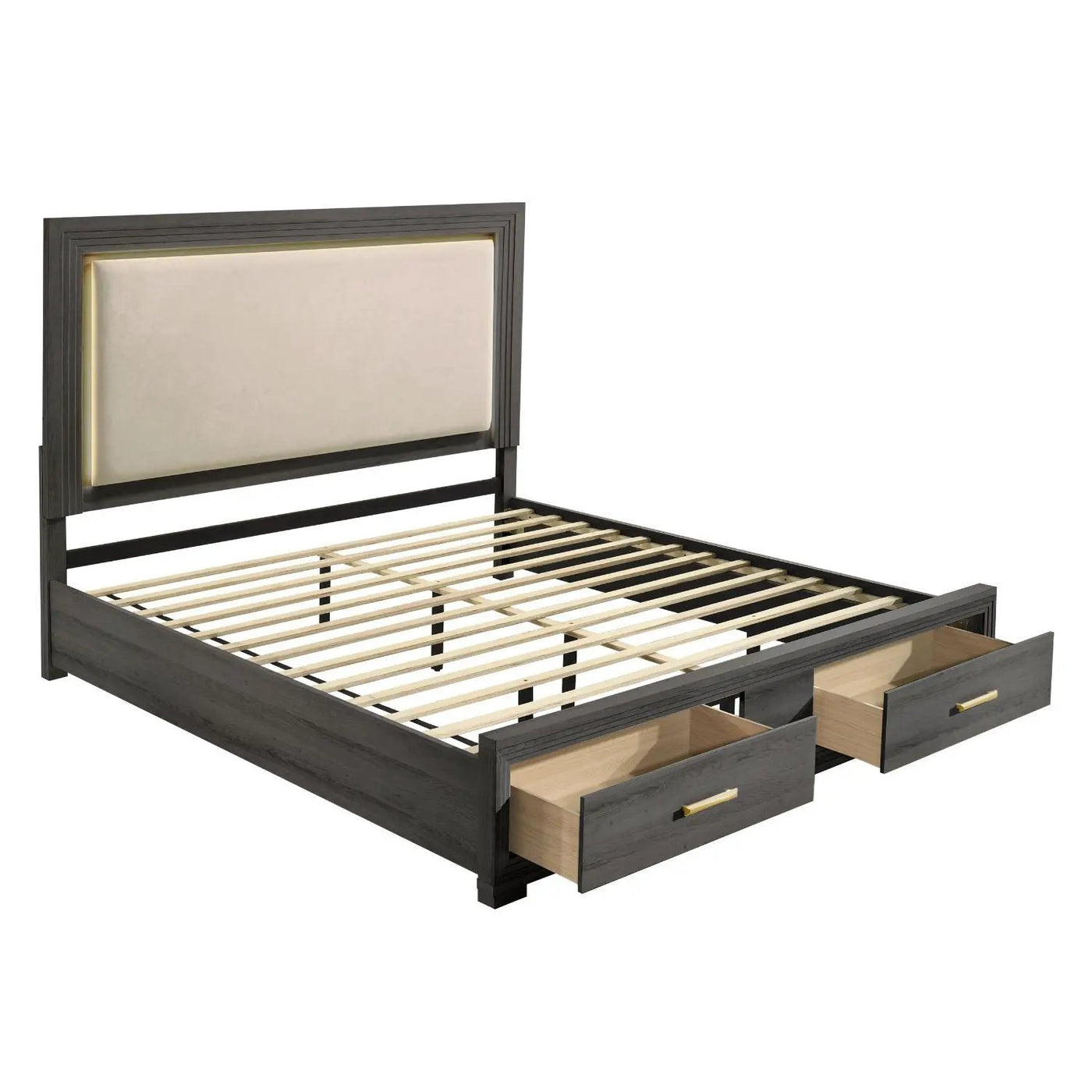 Colorado - Bed With Upholstered LED Headboard by HouseOfZazla