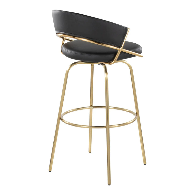 Jie - Fixed Height Contemporary Barstool With Swivel With Round Footrest (Set of 2) by Unique Piece Furniture