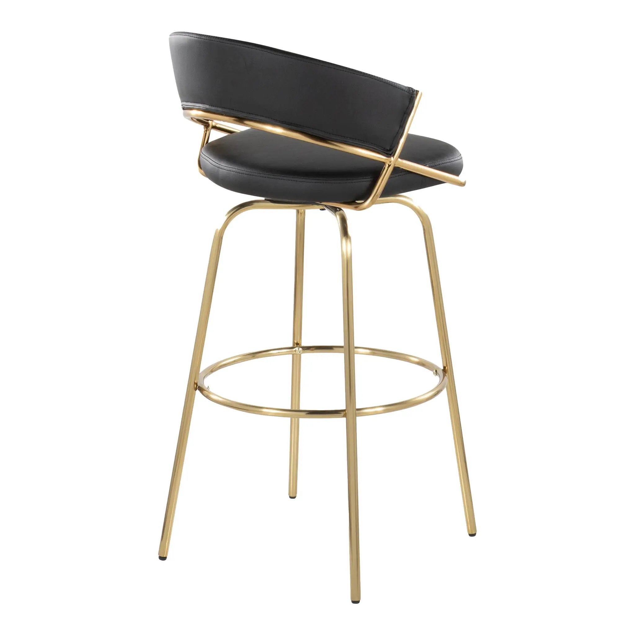 Jie - Fixed Height Contemporary Barstool With Swivel With Round Footrest (Set of 2) by HouseOfZazla