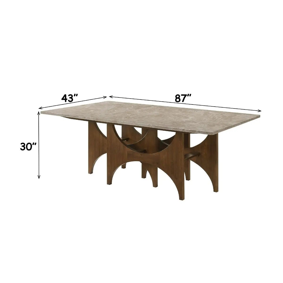 Oleia - Dining Table With Engineered Marble - Natural Marble & Walnut by Unique Piece Furniture