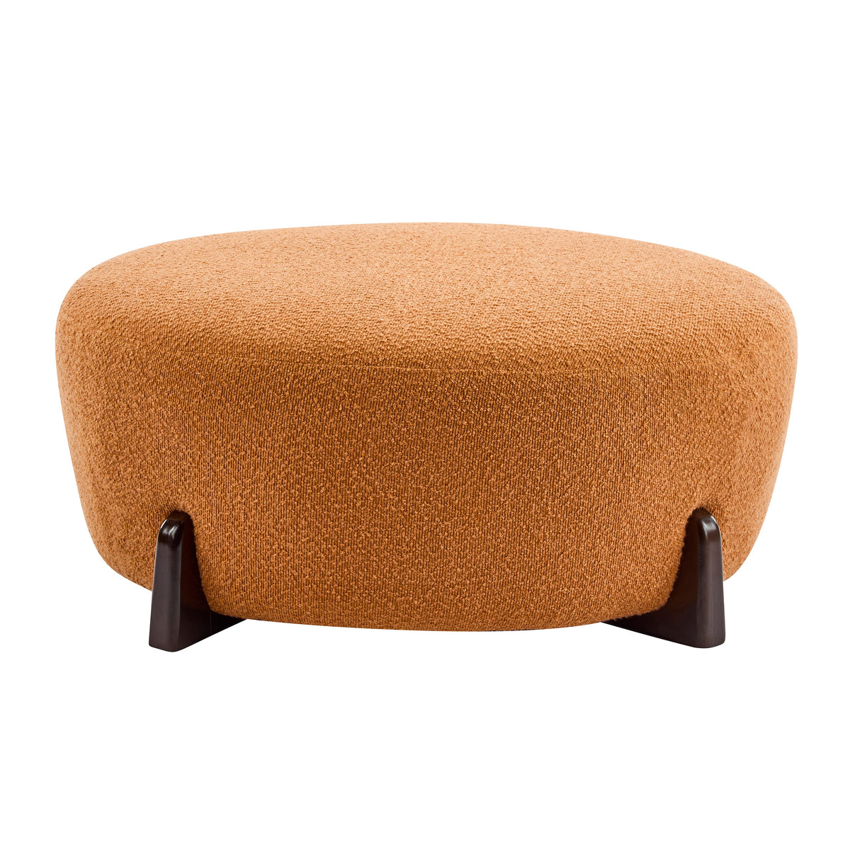 Boucle Round Ottoman with Splayed Rubber Wood Legs - Pumpkin, photo 3 of 10