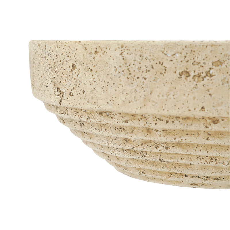 Cement Ribbed Decorative Bowl with Tiered Base - Cement, photo 5 of 6