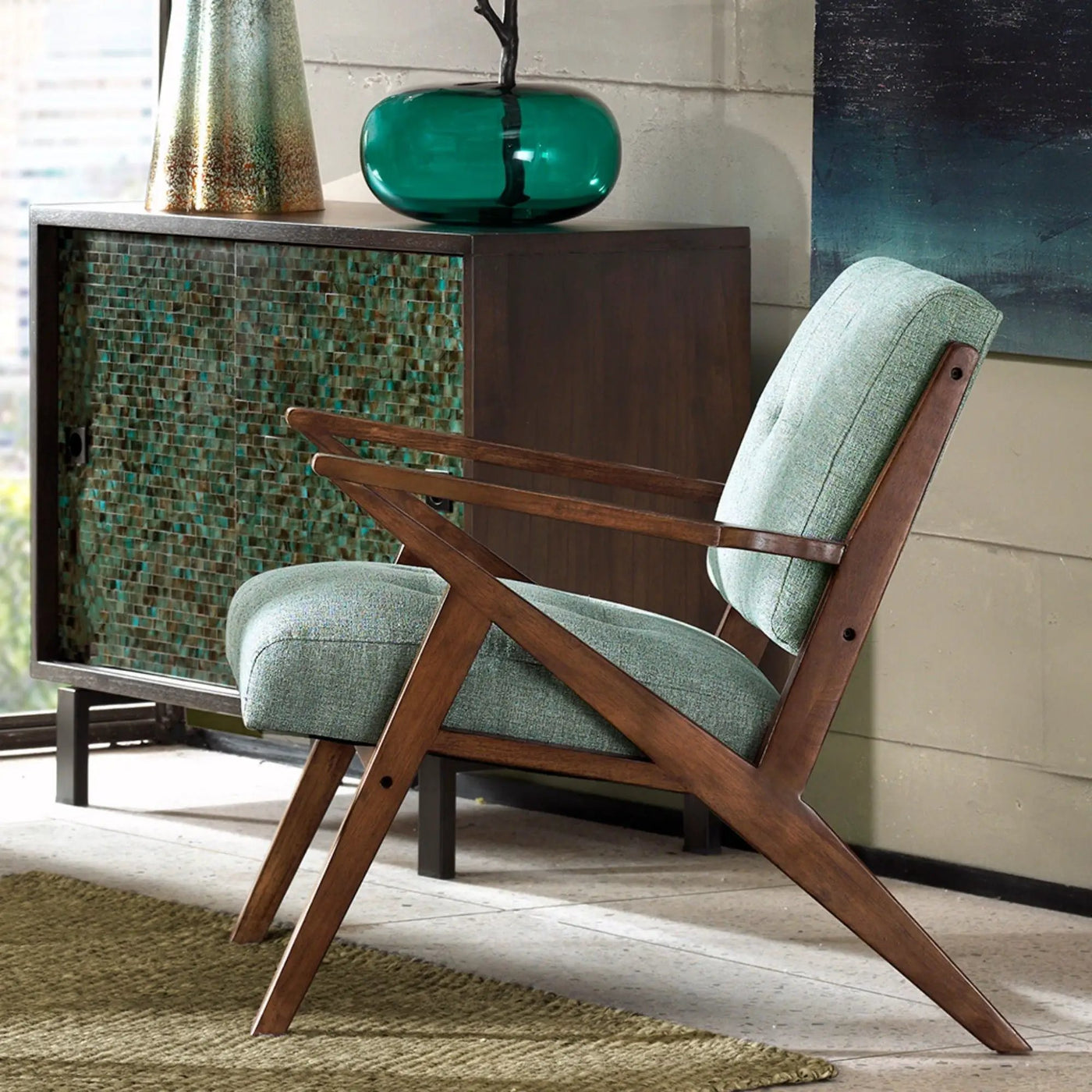 Lounge Chair With Tufted Upholstery And Solid Frame by HouseOfZazla