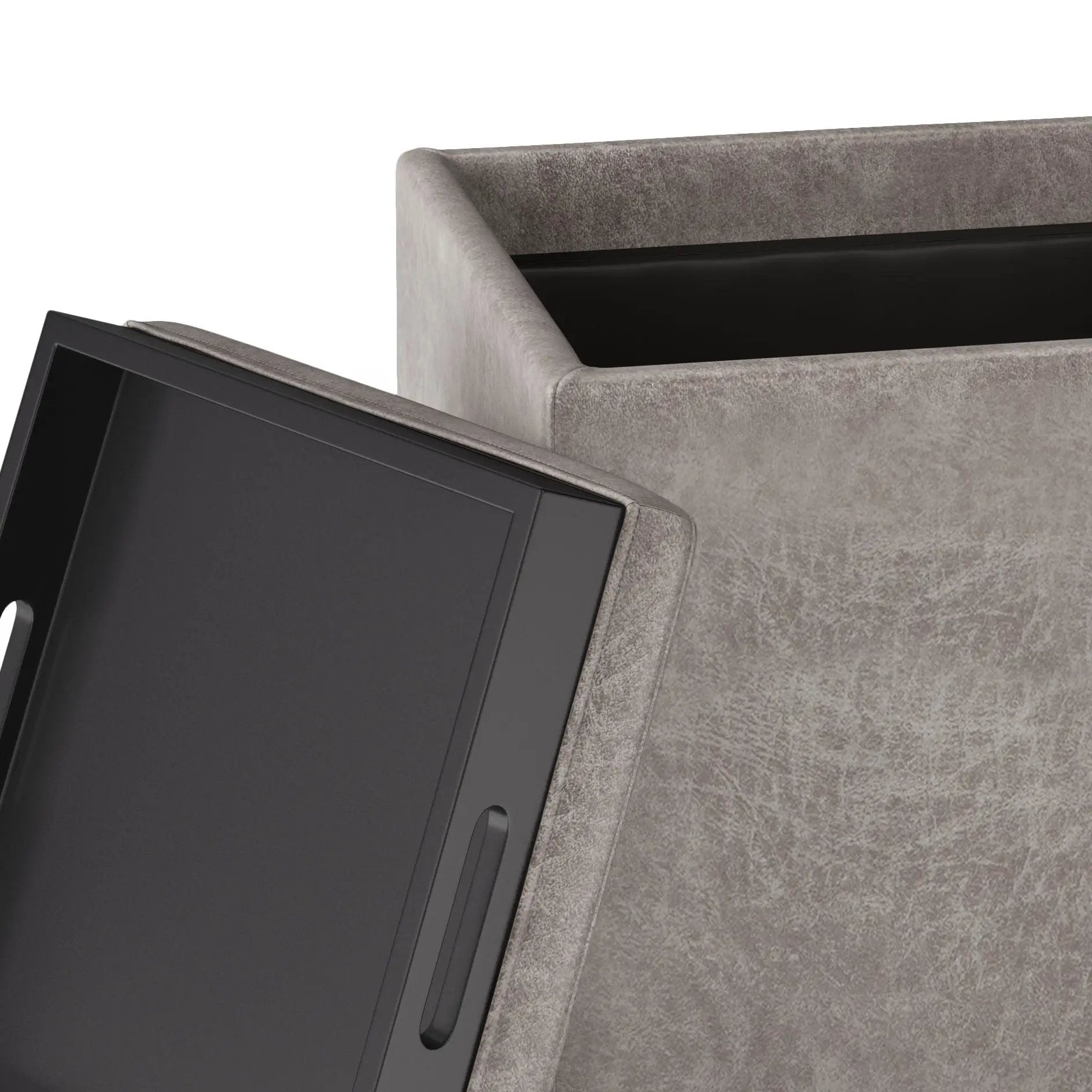 Rockwood - Upholstered Cube Storage Ottoman With Tray by HouseOfZazla