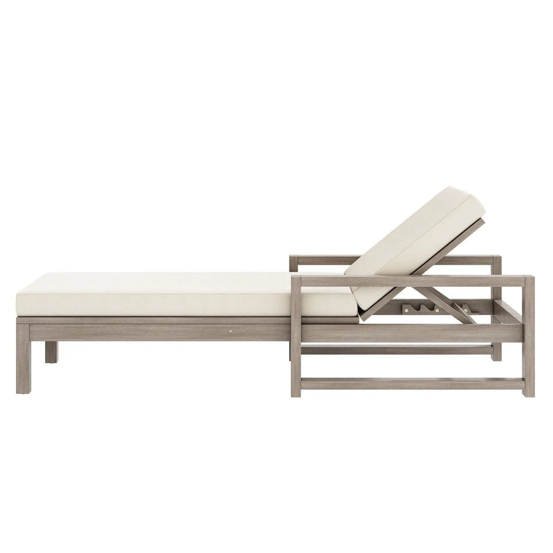 Outdoor Lounge Chairs, 5 Position Chaise Lounge With Adjustable Backrest (Set of 2) - Gray by HouseOfZazla
