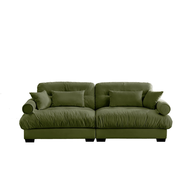 Modern Sofa With Bolstered Armrests And Pillows by Unique Piece Furniture