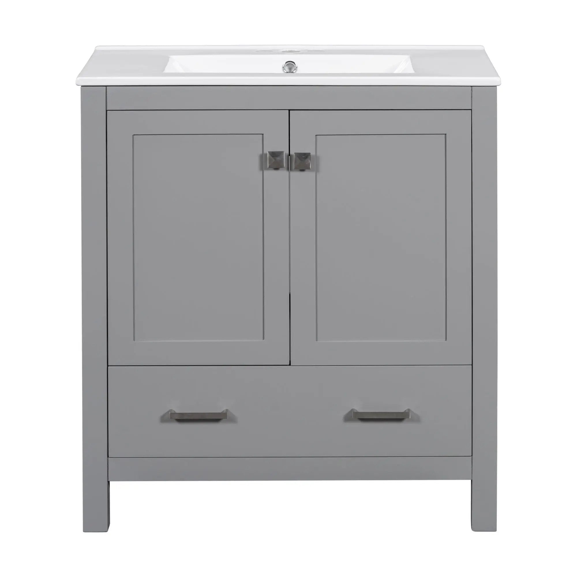Bathroom Vanity With Single Sink, Combo Cabinet Undermount Sink, Bathroom Storage Cabinet With Two Doors And A Drawer, Soft Closing, Multifunctional Storage, Solid Wood Frame by Unique Piece Furniture