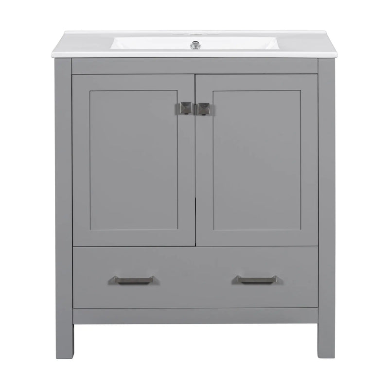 Bathroom Vanity With Single Sink, Combo Cabinet Undermount Sink, Bathroom Storage Cabinet With Two Doors And A Drawer, Soft Closing, Multifunctional Storage, Solid Wood Frame by Unique Piece Furniture