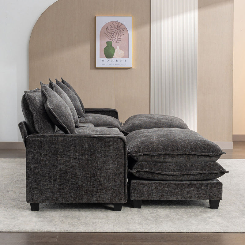 Modern Sectional Sofa With Removable Ottomans, USB Ports by HouseOfZazla