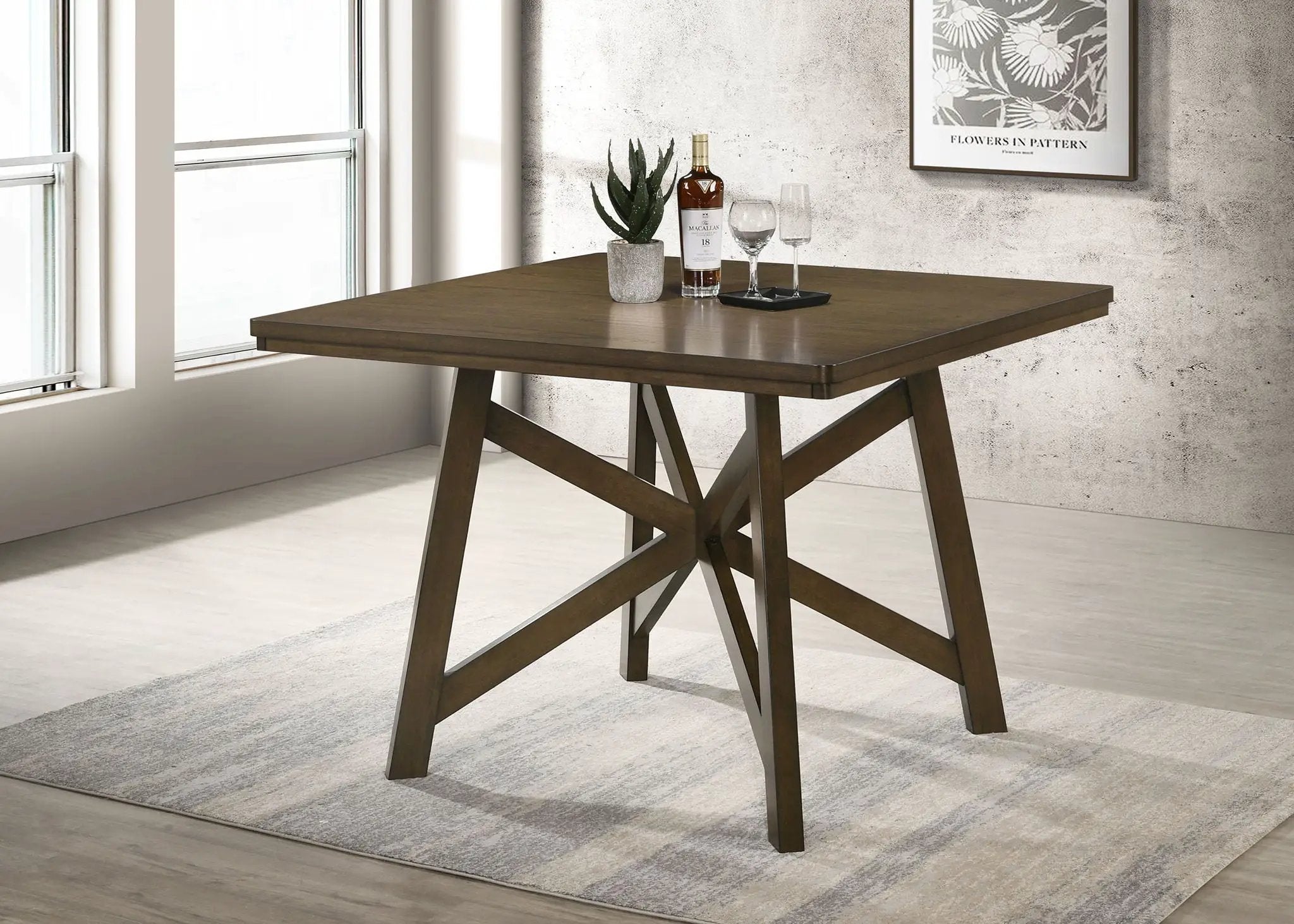 Canfield 47-inch Square Counter Height Dining Table Brown by Unique Piece Furniture