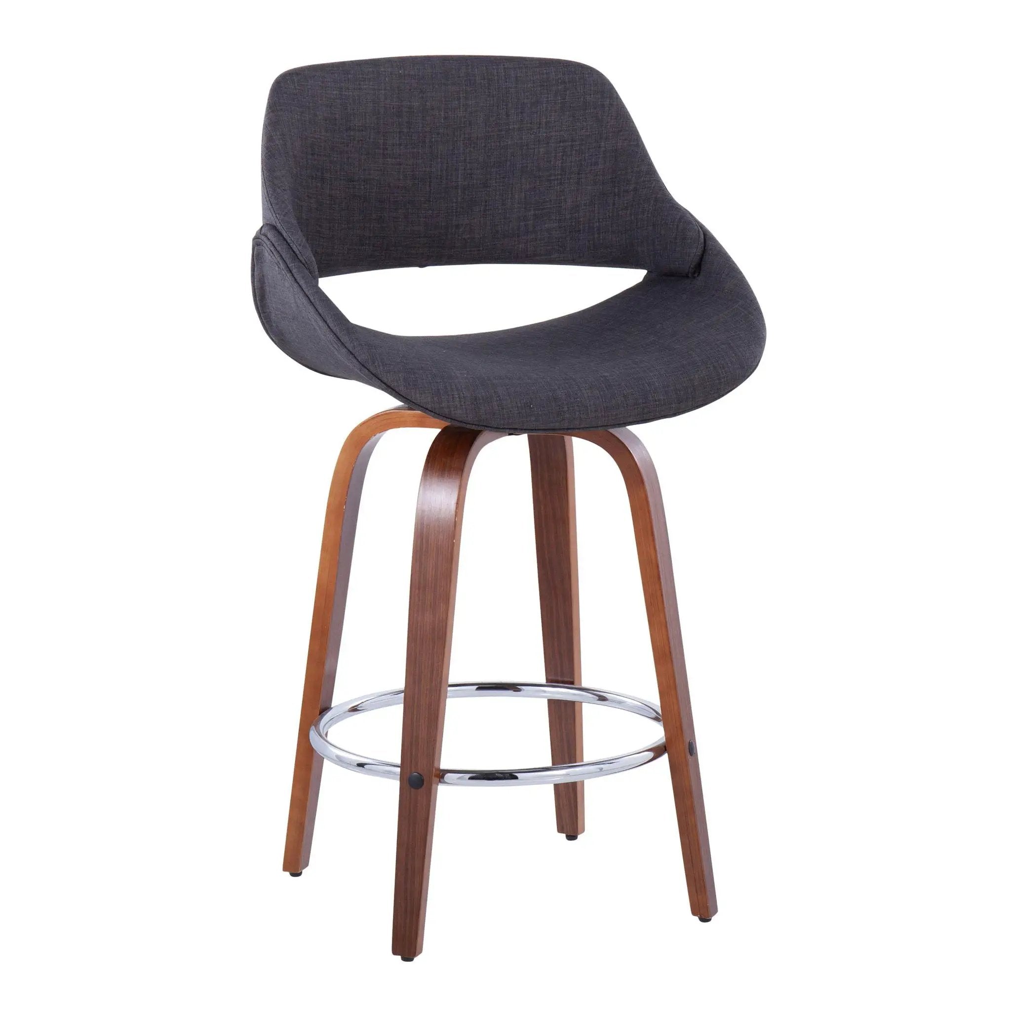 Fabrico - Mid Century Modern, Fixed Height Counter Stool With Round Footrest (Set of 2) by HouseOfZazla